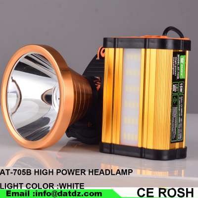 AT-705B rechargeable led headlamp 15w headlamp with USB